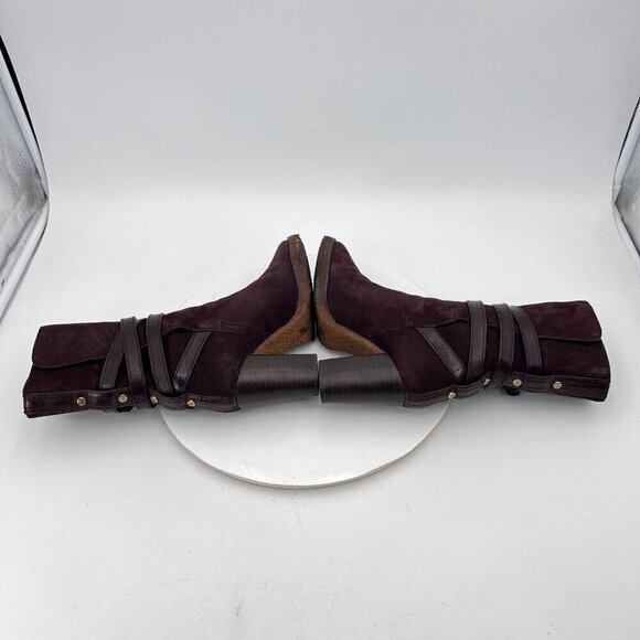 Tory Burch Jamie Women Size 5M Brown Suede Nubuck Crisscross Buckle Pump Boot - Picture 6 of 13